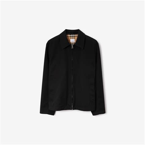 Gabardine Harrington Jacket in Black 